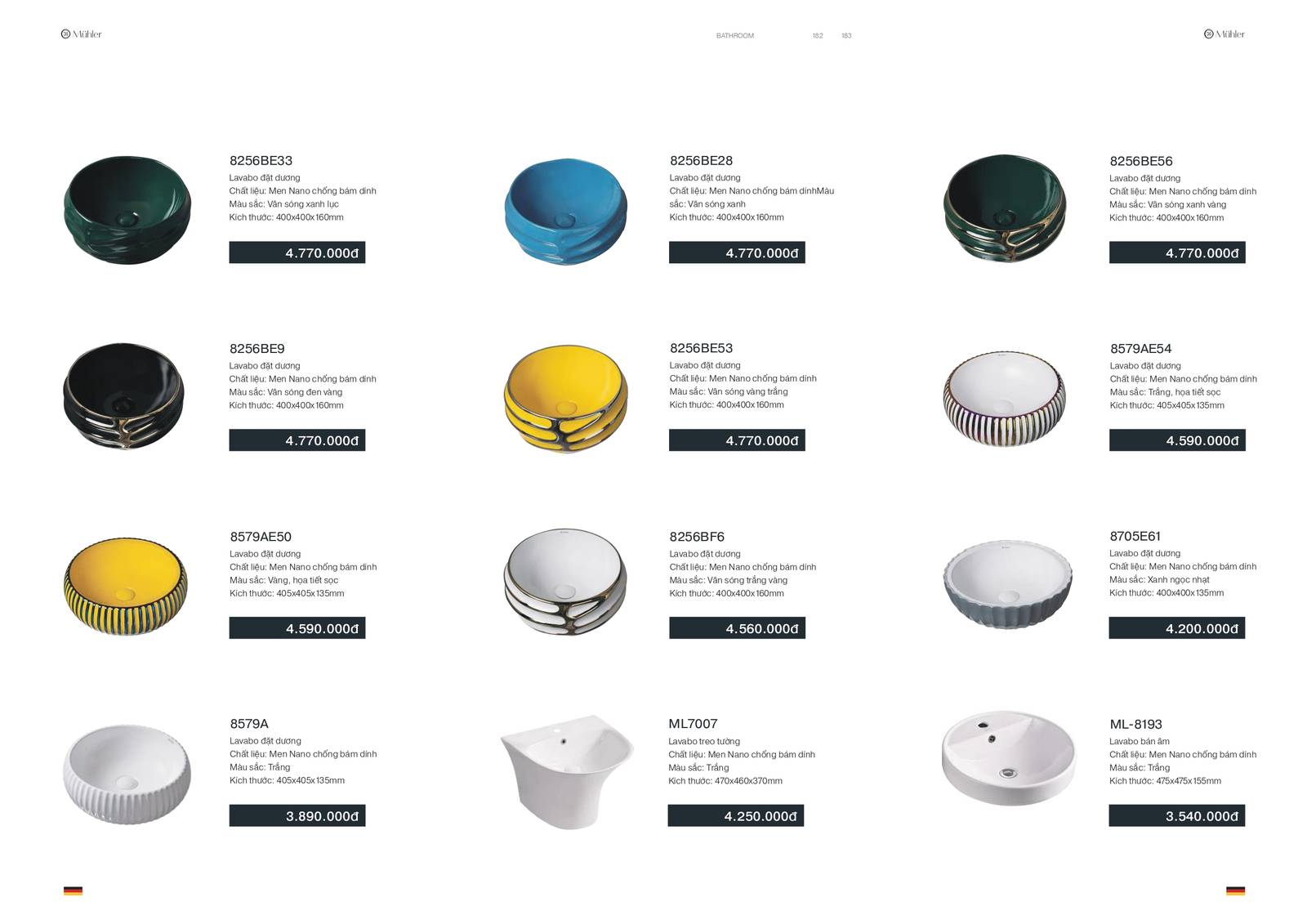 Thiết bị vệ sinh MUHLER Catalogue và Bảng giá mới nhất /Page 92
